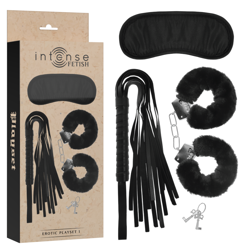 intense fetish conjunto erótico algemas, chicote e máscara