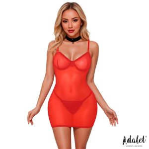 Hazel - Vestido Semi-Transparente Vermelho